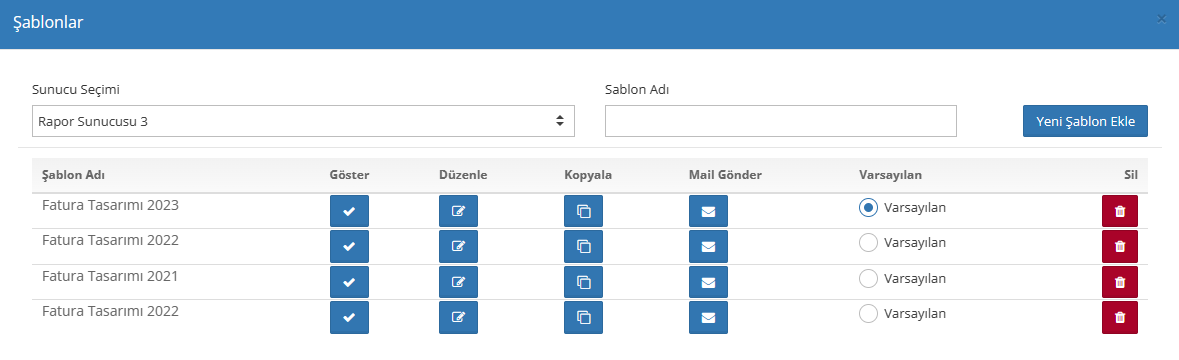 Şablon Seçenekleri Pencere Görseli